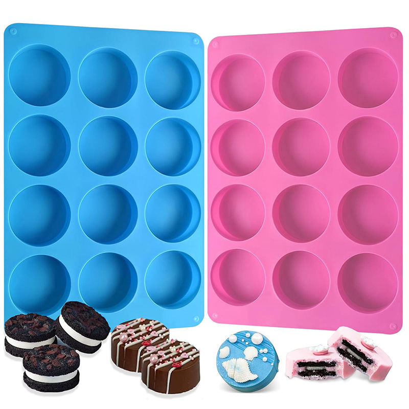 Natural Making Soap - Round Silicone Molds 12-Cavity Cylinder Chocolate