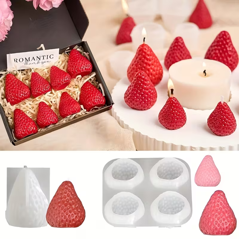 Natural Making Soap - Strawberry Silicone Candle Mold for DIY