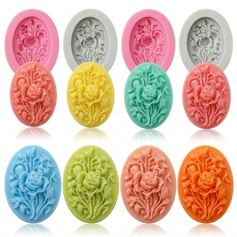 4 Silicone mold with flower sh - Natural Making Soap บทวิจารณ์และราคา